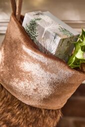 Dibor Set of 4 Traditional Beresford Dark Brown Faux Fur Christmas Stocking in Grey - Size: 4 Pack - thumbnail 2