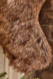 Dibor Set of 4 Traditional Beresford Dark Brown Faux Fur Christmas Stocking in Grey - Size: 4 Pack - thumbnail 4