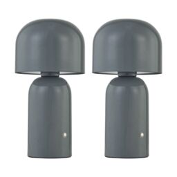 First Choice Lighting Christina - Grey LED Rechargeable Touch Table Lamps Twin Pack - thumbnail 1