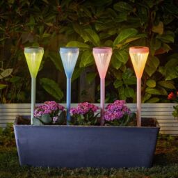 mysmartbuy Set of 4 Solar Powered Viva Colourful Garden Stake Lights - H43cm - thumbnail 1
