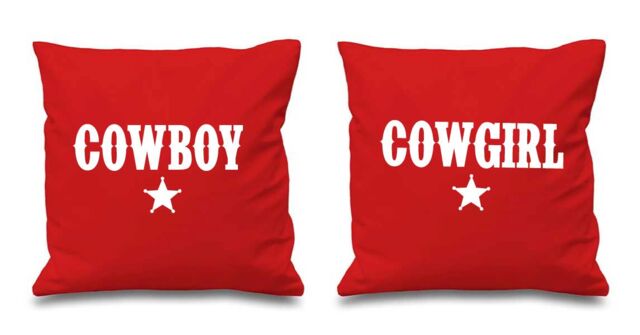 60 SECOND MAKEOVER Cowboy Cowgirl Red Cushion Coverst - Size: 40 cm x 40 cm