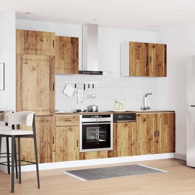 Berkfield Home Elegant 7 Piece Kitchen Cabinet Set Kalmar Old Wood Engineered Wood in Brown - image 1