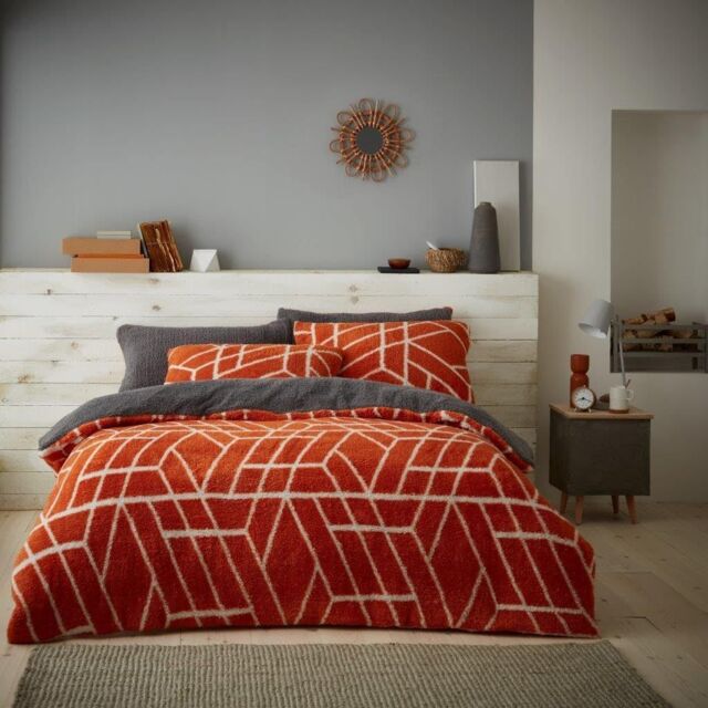 GAVENO CAVAILIA Ely Geo Printed Duvet Cover in Burnt Orange - Size: Double - image 1