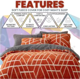 GAVENO CAVAILIA Ely Geo Printed Duvet Cover in Burnt Orange - Size: Double - thumbnail 3