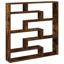 Berkfield Home Wall Cube Shelf 7 Compartments Smoked Oak Engineered Wood in Brown - thumbnail 6