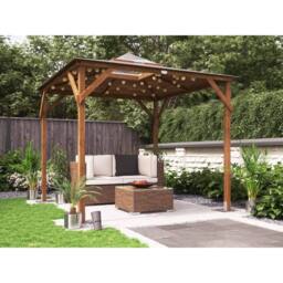Dunster House Wooden Gazebo Hot Tub Shelter 2.5m x 2.5m with Roof Felt - Erin in Brown - thumbnail 3