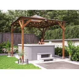 Dunster House Wooden Gazebo Hot Tub Shelter 2.5m x 2.5m with Roof Felt - Erin in Brown - thumbnail 4