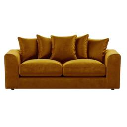 Furnishings For Less UK Brooklyn Plush Velvet Fibre Fabric 3 Seater Sofa Scatter Back in Gold - thumbnail 2