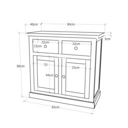 Cabinet Bits Bomporto Light Grey 2 Drawer 2 Door Sideboard Chrome Cup Handle - thumbnail 6