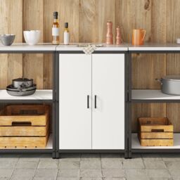 Berkfield Home Kitchen Storage Cabinet with Shelf with Storage with Door White Steel - thumbnail 4