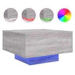 Berkfield Home Coffee Table with LED Lights Grey Sonoma 55x55x31 cm - Size: 55 x 55 x 31 cm - thumbnail 1