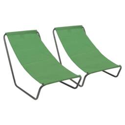 Harbour Housewares Folding Beach Loungers - Matt Black - Pack of 2 in Green