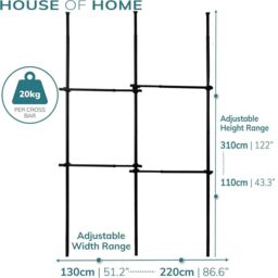 House of Home Telescopic Clothes Rail Double Wardrobe Hanging Rack Adjustable Storage Black - thumbnail 2
