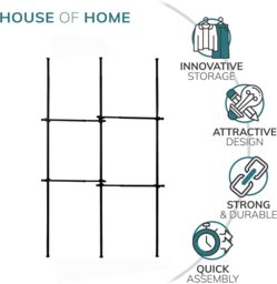 House of Home Telescopic Clothes Rail Double Wardrobe Hanging Rack Adjustable Storage Black - thumbnail 5