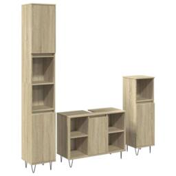 Berkfield Home Durable 3 Piece Bathroom Furniture Set Sonoma Oak Engineered Wood in Light Brown - thumbnail 3