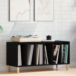 Berkfield Home Record Cabinet Black Oak 100x38x48 cm Engineered Wood - Size: 100 x 38 x 48 cm