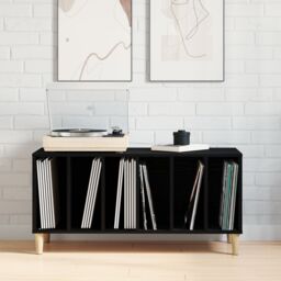 Berkfield Home Record Cabinet Black Oak 100x38x48 cm Engineered Wood - Size: 100 x 38 x 48 cm - thumbnail 4