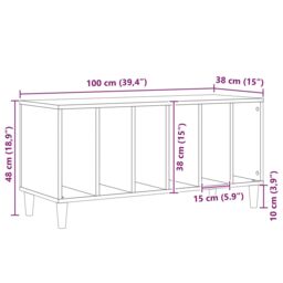 Berkfield Home Record Cabinet Black Oak 100x38x48 cm Engineered Wood - Size: 100 x 38 x 48 cm - thumbnail 9