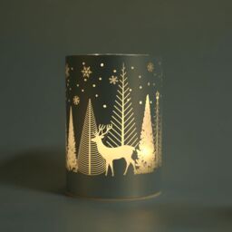 Shatchi 17cm Christmas Decorated Vase Led Silver Glass Vase / Forest - thumbnail 4