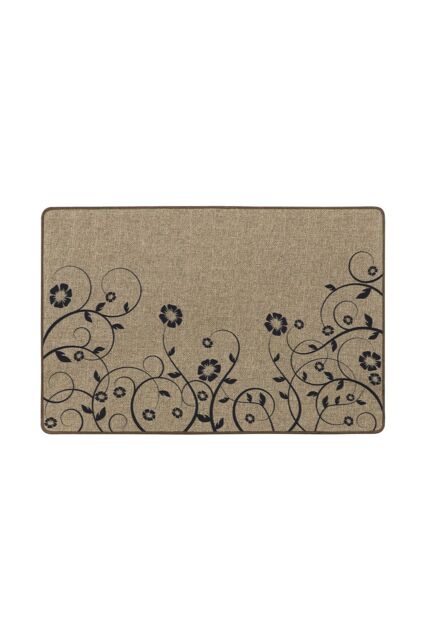 JVL Elegance Range Indoor Machine Washable Doormat 50 x 75 cm Trailing Flowers in Beige - Size: 50 cm x 75 cm - image 1