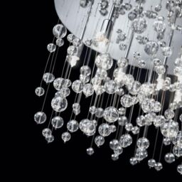 Netlighting Neve 12 Light Large Semi Blown Glass Bubbles Flush Ceiling Pendant Chrome G9 in Grey - thumbnail 2