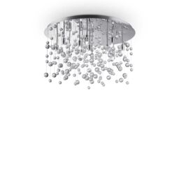 Netlighting Neve 12 Light Large Semi Blown Glass Bubbles Flush Ceiling Pendant Chrome G9 in Grey - thumbnail 1