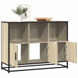 Berkfield Home Sideboard Sonoma Oak 100x35x76 cm Engineered Wood in Brown - Size: 100 x 35 x 76 cm - thumbnail 2