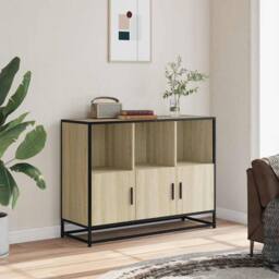 Berkfield Home Sideboard Sonoma Oak 100x35x76 cm Engineered Wood in Brown - Size: 100 x 35 x 76 cm - thumbnail 3