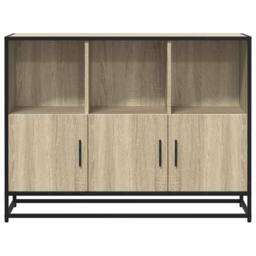 Berkfield Home Sideboard Sonoma Oak 100x35x76 cm Engineered Wood in Brown - Size: 100 x 35 x 76 cm - thumbnail 4