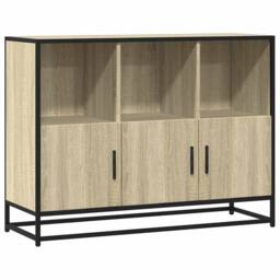 Berkfield Home Sideboard Sonoma Oak 100x35x76 cm Engineered Wood in Brown - Size: 100 x 35 x 76 cm - thumbnail 1