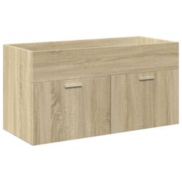 Berkfield Home Bathroom Sink Cabinet with Built-in Basin Sonoma Oak in Brown - thumbnail 5