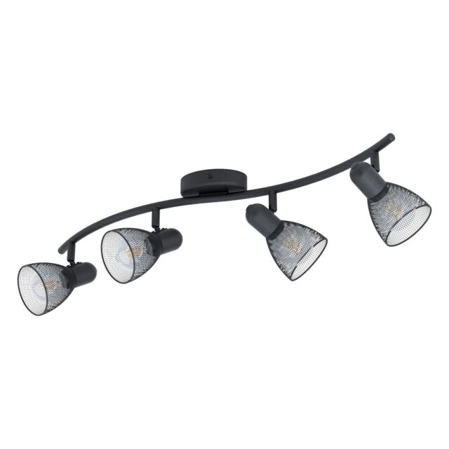 Loops Flush Ceiling 4 Spot Light Colour Black Wave Bracket Mesh Look Shade E14 4x40W - image 1