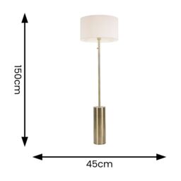 ValueLights Lexy Cream Boucle Shade with Antique Brass Dimmable Floor Lamp & LED Bulb - thumbnail 4