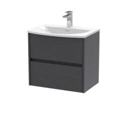 Balterley Chartley 2 Drawer Wall Hung Vanity Basin Unit, Graphite Grey, 600mm in Grey - thumbnail 1