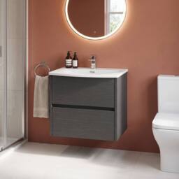 Balterley Chartley 2 Drawer Wall Hung Vanity Basin Unit, Graphite Grey, 600mm in Grey - thumbnail 4