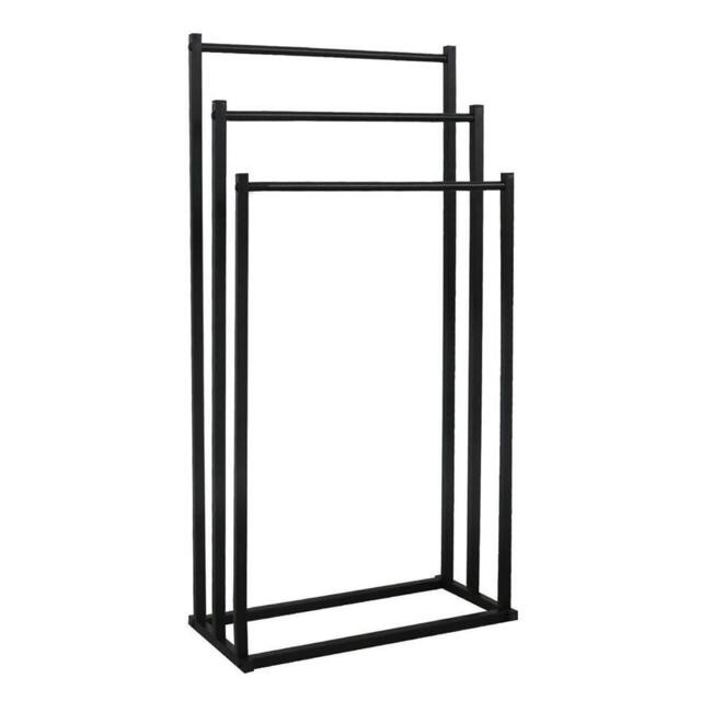 Nordara Black 3Tier Freestanding Towel Rail - Bathroom Storage Stand - image 1