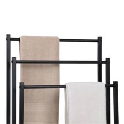 Nordara Black 3Tier Freestanding Towel Rail - Bathroom Storage Stand - thumbnail 4