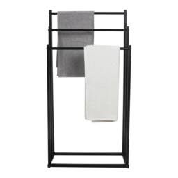 Nordara Black 3Tier Freestanding Towel Rail - Bathroom Storage Stand - thumbnail 2