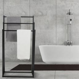 Nordara Black 3Tier Freestanding Towel Rail - Bathroom Storage Stand - thumbnail 5