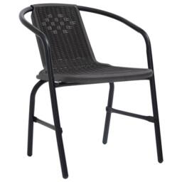 Berkfield Home 7 Piece Garden Dining Set Black Poly Rattan - thumbnail 6