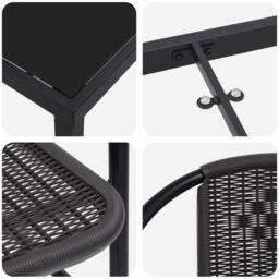 Berkfield Home 7 Piece Garden Dining Set Black Poly Rattan - thumbnail 9