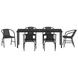 Berkfield Home 7 Piece Garden Dining Set Black Poly Rattan - thumbnail 7