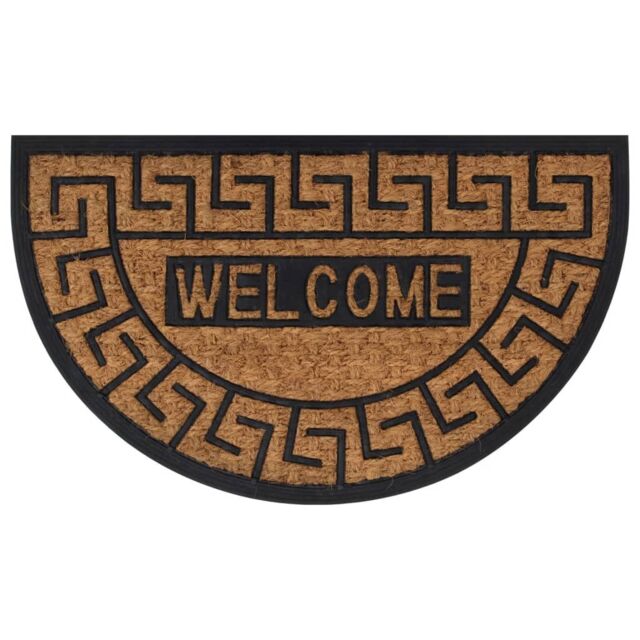 Berkfield Home Door Mat Half Round 45x75 cm Rubber & Coir in Brown - image 1