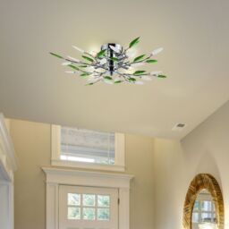 Happy Homewares Modern Birch 4 Bulb Ceiling Light with Acrylic Leaves in Green - thumbnail 2