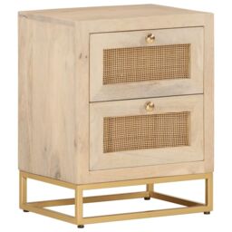 Berkfield Home Bedside Cabinet 40x30x50 cm Solid Wood Mango & Iron in Brown - Size: 40 x 30 x 50 cm - thumbnail 1
