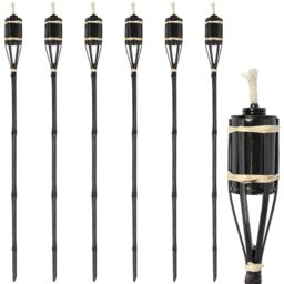 Harbour Housewares Bamboo Garden Fire Torches - 113cm - Pack of 6 in Black