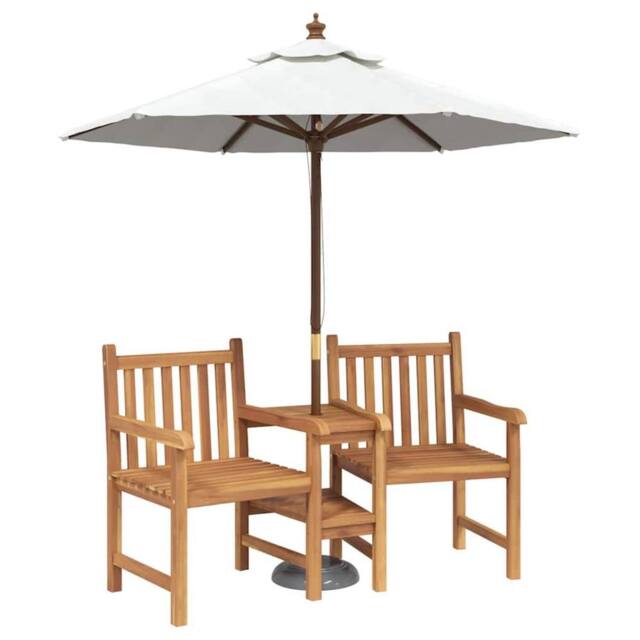 Berkfield Home Outdoor Chairs with Shelf Geometric with Storage Brown Solid teak wood - image 1