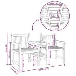 Berkfield Home Outdoor Chairs with Shelf Geometric with Storage Brown Solid teak wood - thumbnail 9