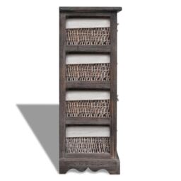 Berkfield Home Wooden Storage Rack 4 Weaving Baskets Brown - thumbnail 4