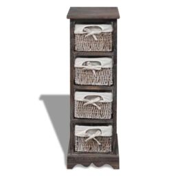 Berkfield Home Wooden Storage Rack 4 Weaving Baskets Brown - thumbnail 2